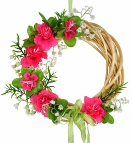 Jarný prútený veniec Azalka, 20 cm, ružová