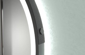 Cerano Rotondo, LED kúpeľňové zrkadlo Ø 60 cm, kovový rám, čierna matná, CER-CER-NT2805Y-60
