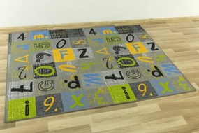 Detský koberec Blackboard sivý / viacfarebný