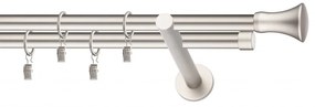 Dekorstudio Chrómová matná dvojradová garniža MONACO 19mm Dĺžka: 360cm, Typ uchytenia: Držiak dvojitý modern, Typ príslušenstva: Krúžky tiché so štipcami
