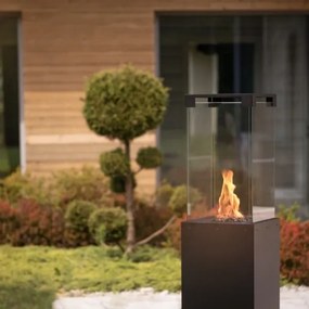 Planika Faro GAS - Vonkajší plynový krb 142x36 cm 8kW čierna + ochranný kryt