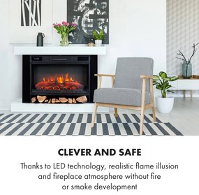 Klarstein Vulsini Hideaway, elektrický krb, 1900 W, LED technológia, diaľkové ovládanie, biely