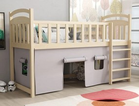 Detská vyvýšená posteľ z masívu borovice ARANKA - 200x90 cm - prírodná borovica
