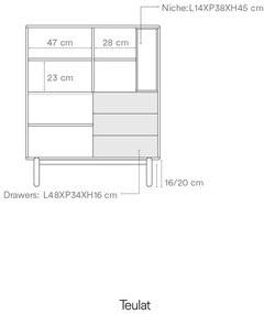 Tmavosivá vysoká komoda 100x120 cm Corvo - Teulat