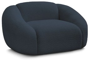 Tmavomodré kreslo z textílie bouclé Tina – Bobochic Paris