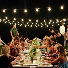 Bezdoteku LEDSolar 10 solárne reťaz s žiarovkami, 10x E27 LED žiarovky, IPRO, 6W, teplá farba