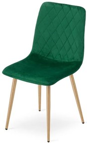 Set štyroch jedálenských stoličiek TURIN zamatové, tmavozelené / hnedé nohy (4 ks)