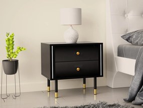 Nočný stolík 55 Wiastan 04 s LED osvetlením, Farba: biela / biely lesk