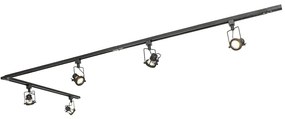 Priemyselný koľajnicový systém čierny s 5 reflektormi 1-fázový - Suplux