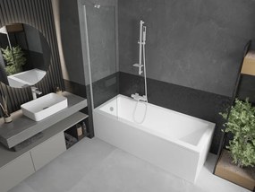 Mexen Next, vaňová  zástena 1-krídlová 50 x 150 cm, fixné krídlo, 6 mm číre sklo, biely profil, 895-050-000-00-00-20