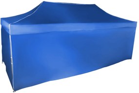 Rýchlorozkladací nožnicový stan 3x6m – hliníkový, Modrá, 4 bočné plachty