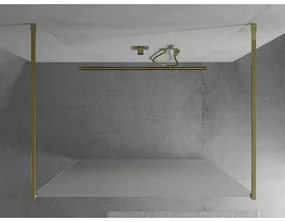 Mexen Kioto, priechodná sprchová zástena 110 x 200 cm, 8mm sklo námraza, 2x zlatá stabilizačná rozpera, 800-110-002-50-30