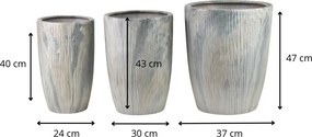 Sada 3 ks květináčů NEVA MARBLE X béžová/šedá