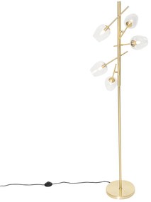 Klasická stojaca lampa zlatá so sklom 5-svetlo - Elien