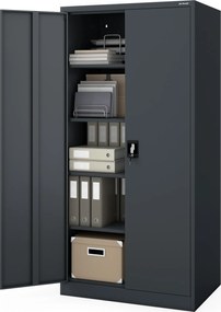 Kovová kancelárska a dielenská skriňa antracitová JAN D600 900 x 1850 x 600 mm