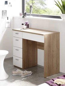 Toaletný/písací stolík Make Up, dub sonoma/biely