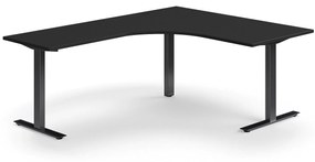 Kancelársky stôl QBUS, rohový, 1600x2000 mm, T-rám, čierny rám, čierna