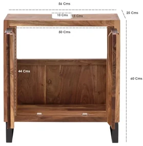 furniture-nabytek.cz - Masívna skrinka pod umývadlo Sydney z akáciového dreva, lakovaná, hnedá – 56×25×60 cm