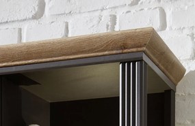 Široká vitrína Jasmin, grafit/dub, s osvetlením