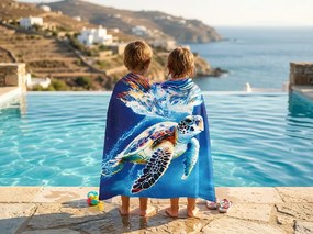 Rýchloschnúca XXL plážová osuška CHELONIA modrá 150 x 210 cm, 100% mikrovlákno