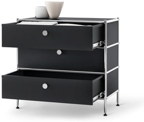 Kovová komoda »CN3« s 3 zásuvkami, čierna