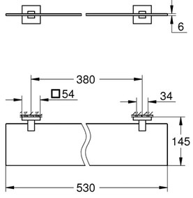 GROHE 41109000 - Sklenená polička START CUBE 530 mm lesklý chróm