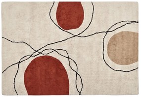 Bavlnený koberec 140 x 200 cm béžová/červená BOLAT Beliani