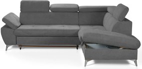 Rohová sedacia súprava Gisele, stredne šedá látka, pravý roh