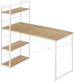 Písací stôl MAX 4.0 SONOMA s regálom a bielymi nohami 120x44 cm