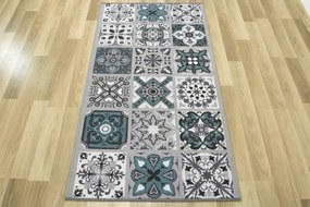 Protišmykový koberec/ behúň Patchwork tyrkysový
