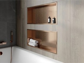 Mexen X-Wall-R, polica na zapustenie s prírubou  75 x 30 cm, medená matná - 19C0753010