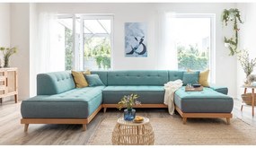 Tyrkysovomodrá rozkladacia rohová pohovka (ľavý roh/do tvaru "U") Dazzling Daisy – Miuform