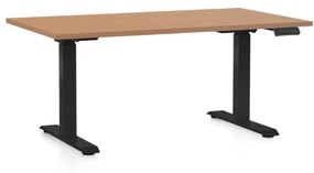 Výškovo nastaviteľný stôl OfficeTech D, 140 x 80 cm, čierna podnož, buk