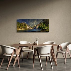 Obraz krajiny s jazerom (120x50 cm)