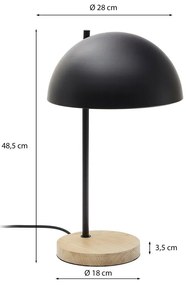 Čierna/v prírodnej farbe stolová lampa s kovovým tienidlom (výška 48,5 cm) Catlar – Kave Home