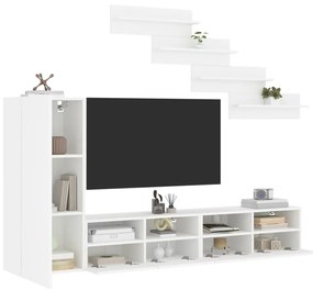 7-dielne TV nástenné skrinky biele kompozitné drevo 3216507