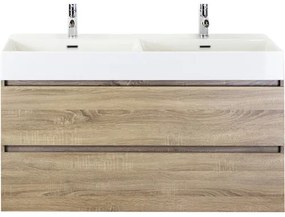 Kúpeľňový nábytkový set Maxx XL 120 cm s keramickým dvojitým umývadlom Model 2 dub sivý