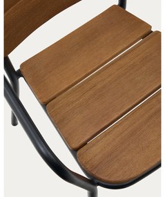 Čierno-hnedá dreveno-kovová záhradná stolička Algueret – Kave Home