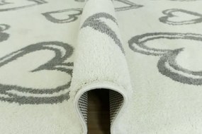 Koberec Slim 6923 Srdcia bielý / sivý
