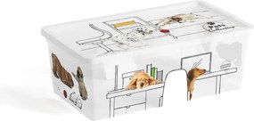 Biely plastový úložný box s vekom 34x19x12 cm C Box Style – KIS