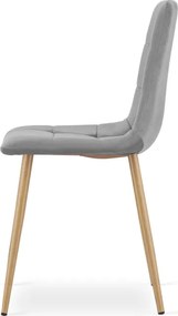 Jedálenská stolička KARA zamatová svetlosivá / hnedé nohy