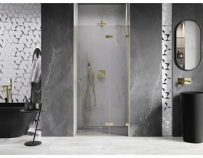 Mexen, Mexen Lunar pravé otočné sprchové dvere 90 cm, transparentné, brúsené zlato - 834-090-000-55-00-P