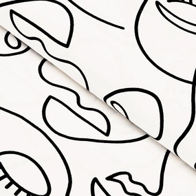 Biante Bavlnený behúň na stôl Sandra SA-570 Abstraktné tváre na bielom 45x160 cm