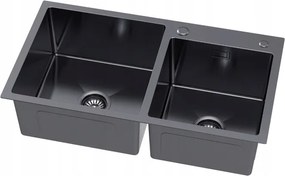 Erga HD, 2-komorový oceľový drez 780x450x210 mm, grafitová, ERG-MLS-HD7845B