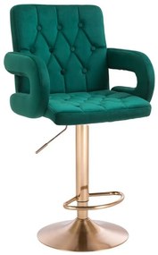 LuxuryForm DESIGN Barová stolička BOSTON VELUR na zlatom tanieri - zelená