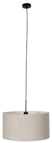 Vidiecka závesná lampa čierna s béžovým odtieňom 50 cm - Combi 1