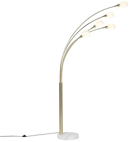 Art Deco stojaca lampa zlatá 5-svetlo - Sixties Marmo