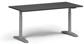 Výškovo nastaviteľný stôl OBOL, elektrický, 675-1325 mm, doska 1600x800 mm, sivá zaoblená podnož, grafit