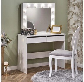 Toaletný stolík s LED osvetlením HOLLYWOOD 140x94 cm biela