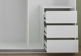 Šatníková skriňa so zrkadlom Carano, 215 cm, biela